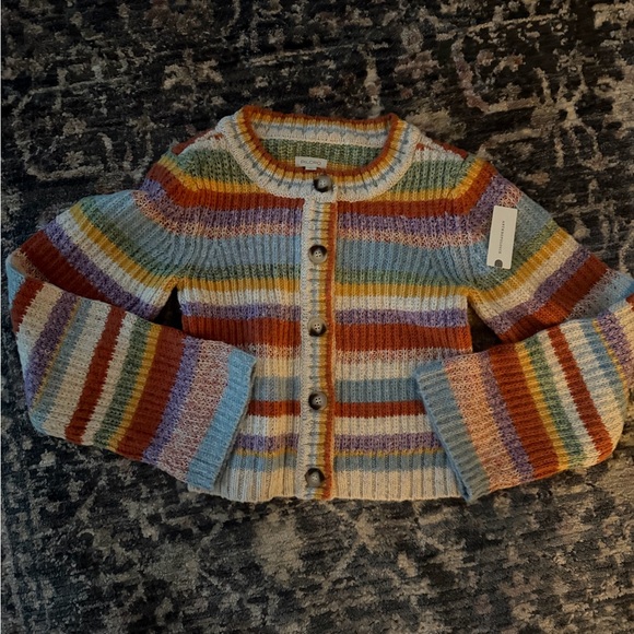 Nwt pilcro Striped Multicolor Button-Up Cardigan - Picture 4 of 5